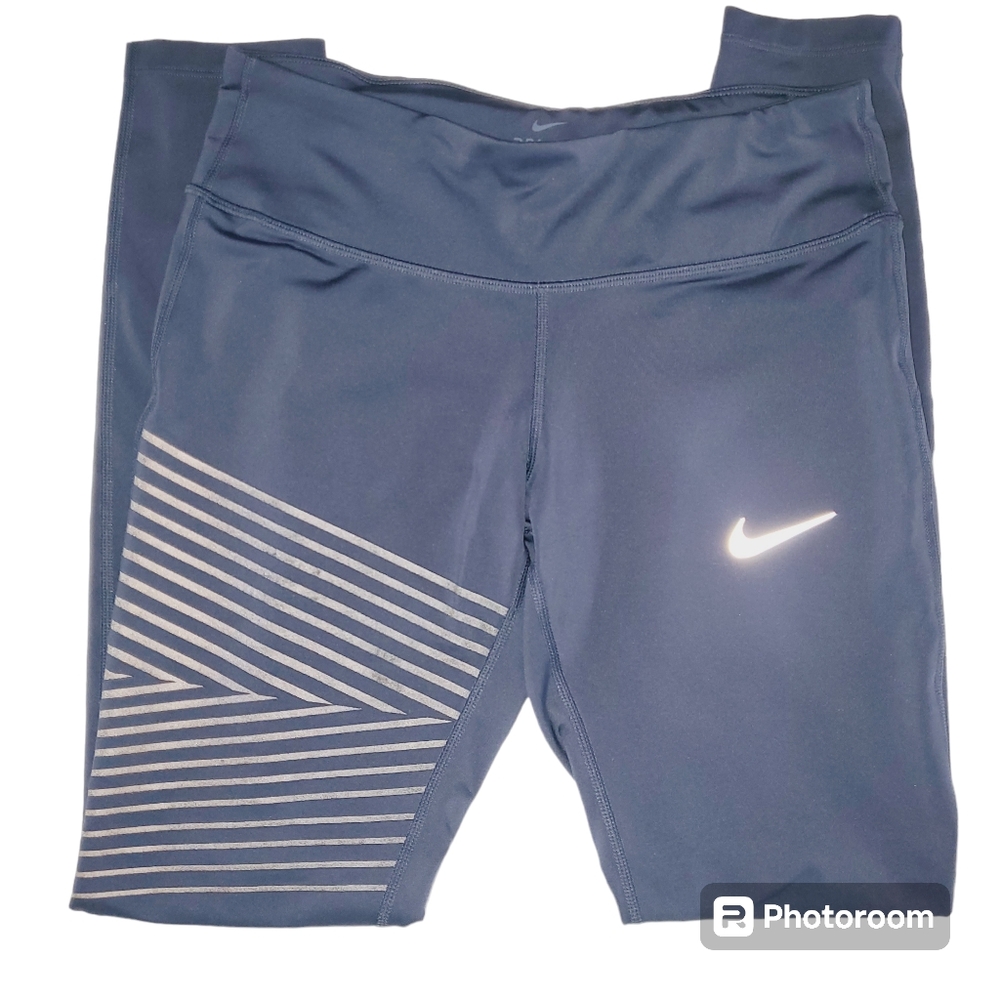 🔥NIKE Dri-Fit Cropped Yoga/Athletic Leggings Blue/Gray Women's‎ Size S
